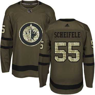 Mens Winnipeg Jets #55 Mark Scheifele Green Salute to Service Stitched Adidas Jersey Dzhi